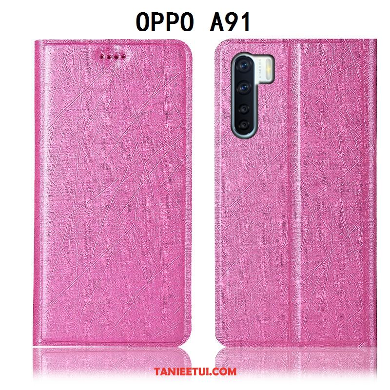 Etui Oppo A91 Jedwab Czarny Ochraniacz, Futerał Oppo A91 Anti-fall Telefon Komórkowy Skórzany