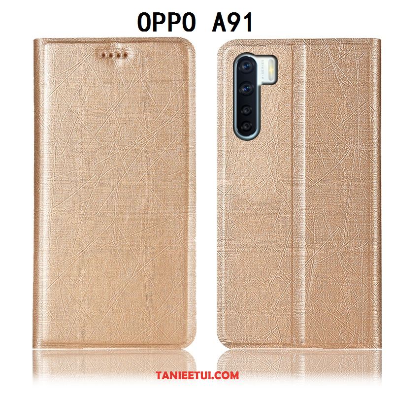 Etui Oppo A91 Jedwab Czarny Ochraniacz, Futerał Oppo A91 Anti-fall Telefon Komórkowy Skórzany