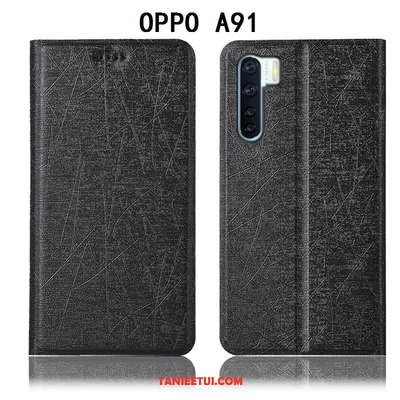 Etui Oppo A91 Jedwab Czarny Ochraniacz, Futerał Oppo A91 Anti-fall Telefon Komórkowy Skórzany