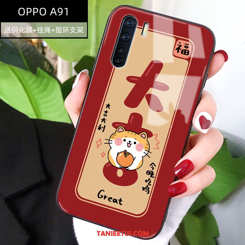 Etui Oppo A91 Kreatywne Czerwony Netto Anti-fall, Obudowa Oppo A91 Telefon Komórkowy Czerwony Osobowość