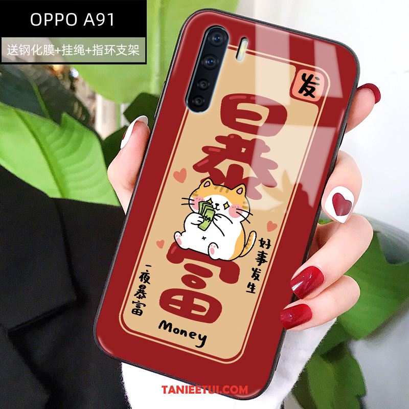 Etui Oppo A91 Kreatywne Czerwony Netto Anti-fall, Obudowa Oppo A91 Telefon Komórkowy Czerwony Osobowość