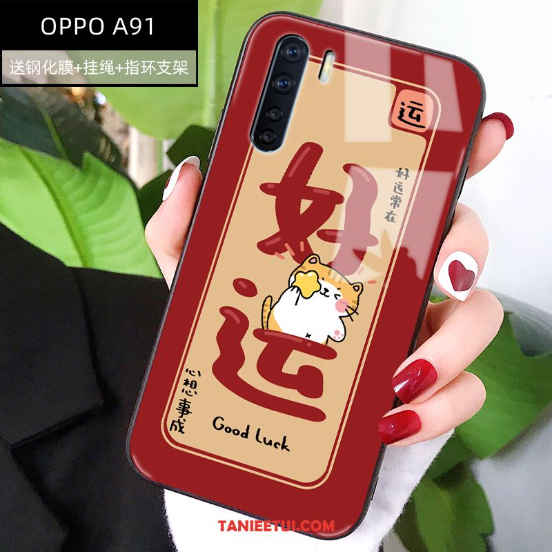 Etui Oppo A91 Kreatywne Czerwony Netto Anti-fall, Obudowa Oppo A91 Telefon Komórkowy Czerwony Osobowość