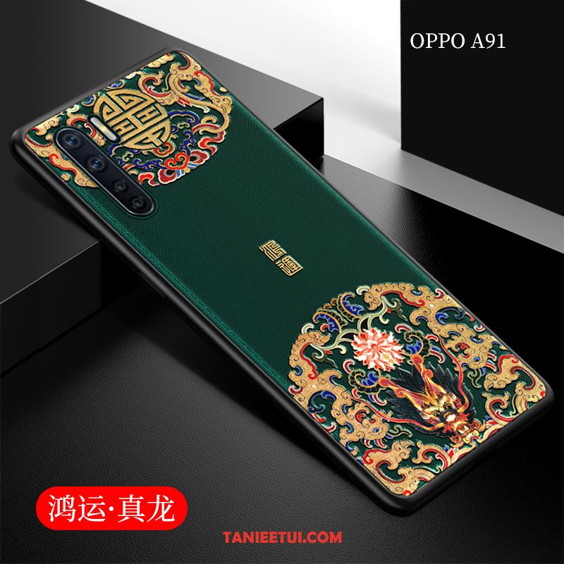 Etui Oppo A91 Miękki Silikonowe Niebieski, Futerał Oppo A91 Chiński Styl All Inclusive Skóra