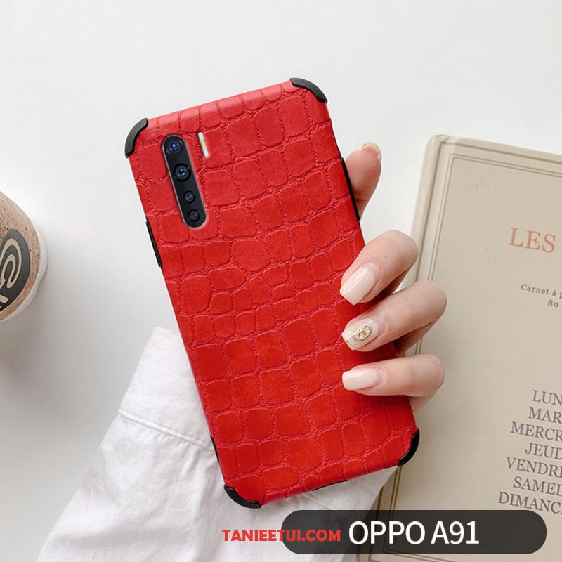 Etui Oppo A91 Moda Czerwony Netto Anti-fall, Pokrowce Oppo A91 Kreatywne Cienkie Czerwony