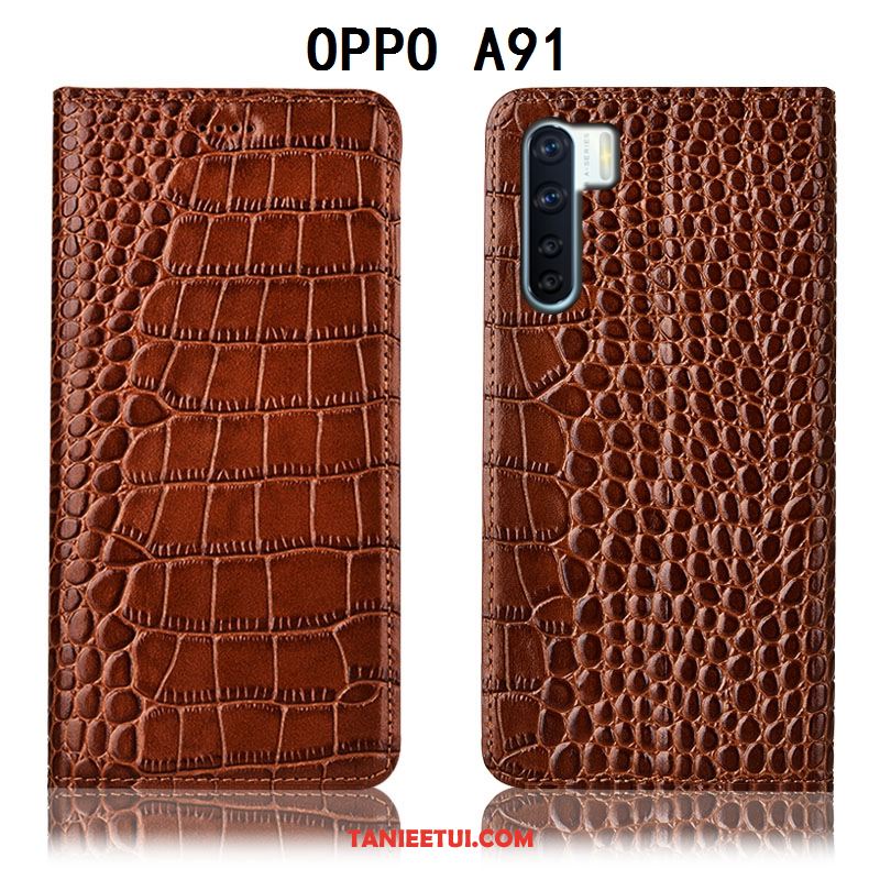 Etui Oppo A91 Skórzany Futerał All Inclusive Ochraniacz, Obudowa Oppo A91 Anti-fall Telefon Komórkowy Braun