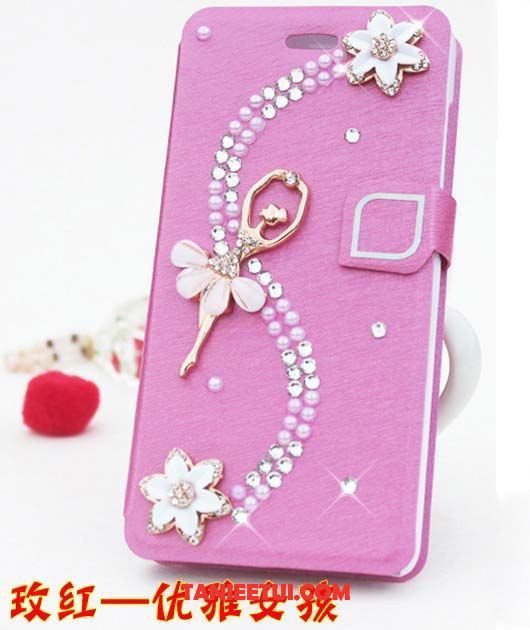 Etui Oppo F7 Telefon Komórkowy Nowy Cienkie, Pokrowce Oppo F7 Klapa Czerwony Rhinestone