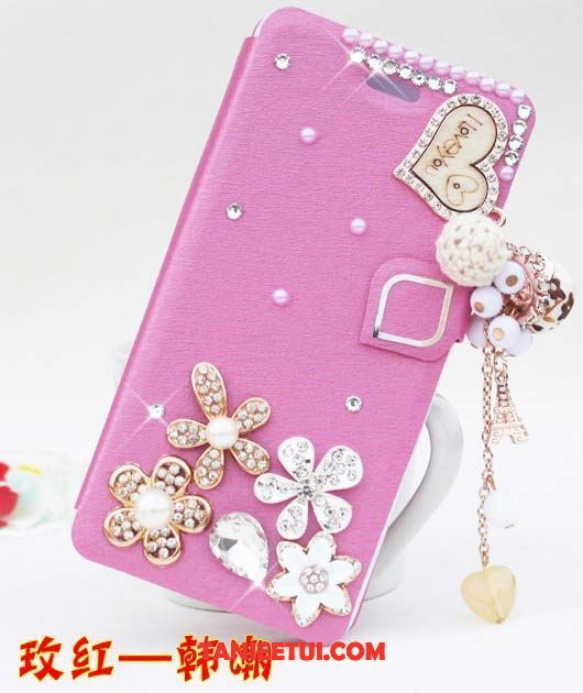 Etui Oppo F7 Telefon Komórkowy Nowy Cienkie, Pokrowce Oppo F7 Klapa Czerwony Rhinestone