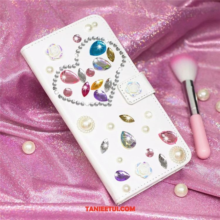 Etui Oppo F7 Youth Biały Anti-fall Ochraniacz, Pokrowce Oppo F7 Youth Wspornik Rhinestone Klapa