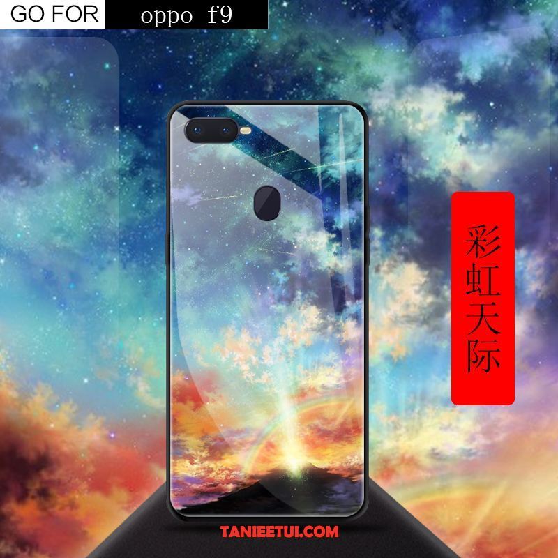 Etui Oppo F9 Kreatywne Anti-fall Szkło Hartowane, Obudowa Oppo F9 Niebieski Telefon Komórkowy