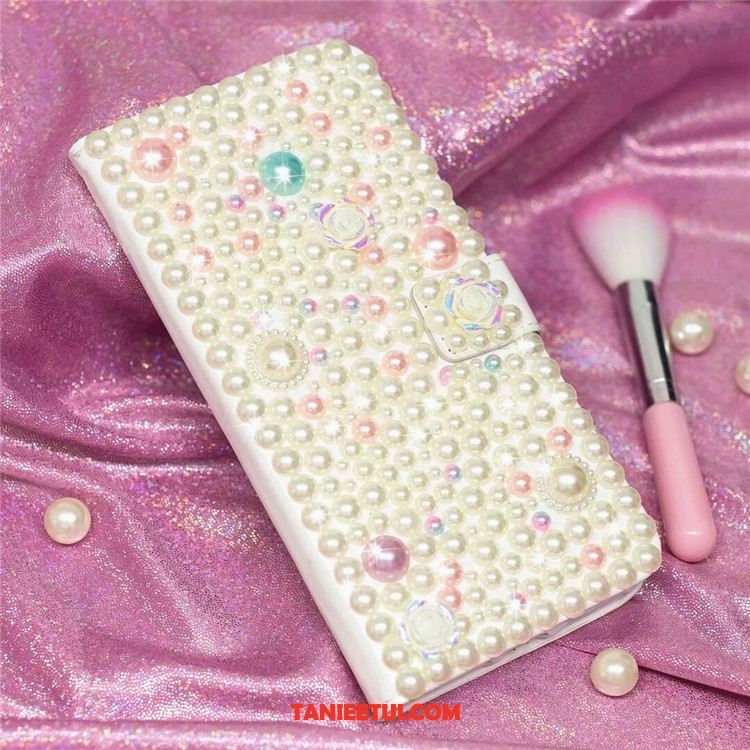 Etui Oppo F9 Starry Miękki Skórzany Futerał Wspornik, Obudowa Oppo F9 Starry Biały Ochraniacz Klapa