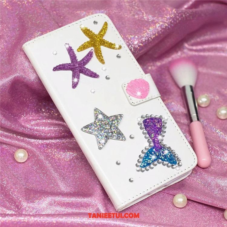 Etui Oppo F9 Starry Miękki Skórzany Futerał Wspornik, Obudowa Oppo F9 Starry Biały Ochraniacz Klapa