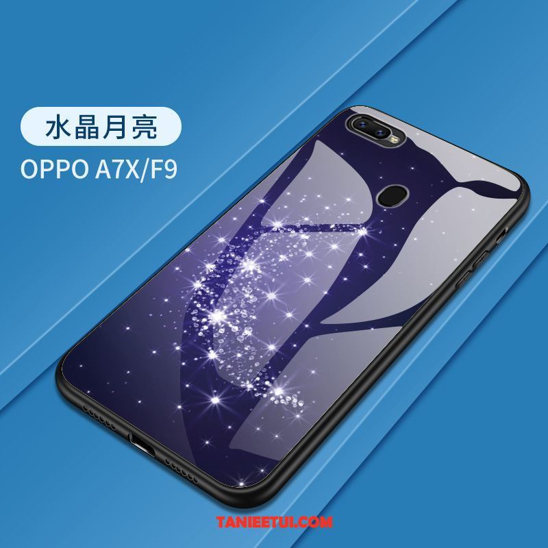 Etui Oppo F9 Szkło Hartowane Silikonowe Ochraniacz, Obudowa Oppo F9 Kolor Ciemno Niebieski All Inclusive