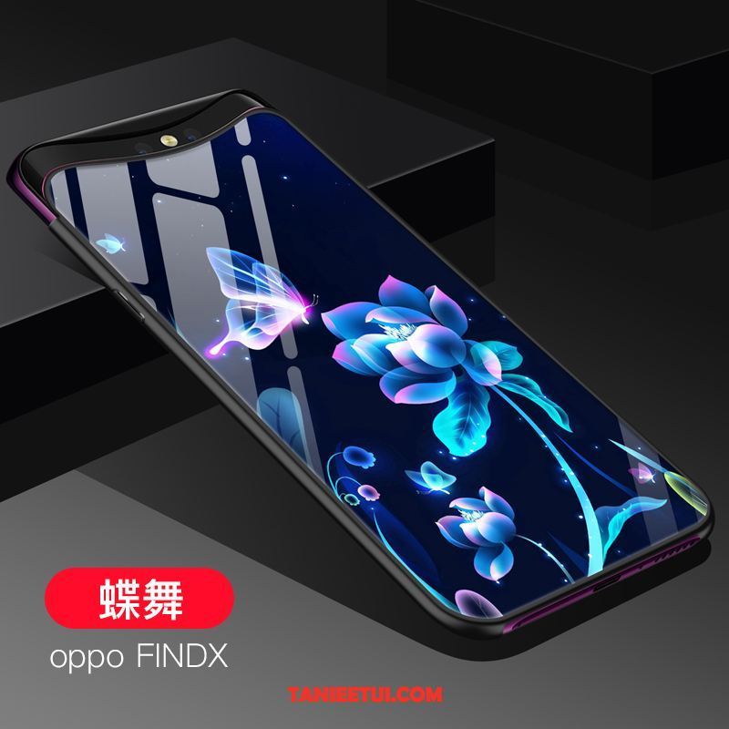 Etui Oppo Find X Niebieski Szkło Ochraniacz, Pokrowce Oppo Find X Osobowość Telefon Komórkowy Tendencja