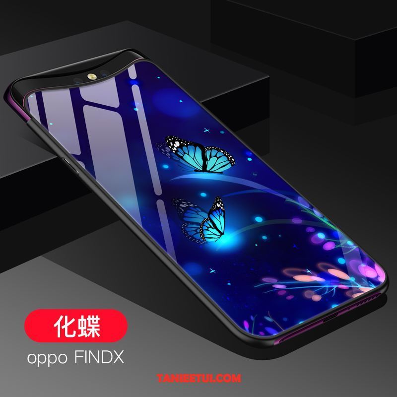 Etui Oppo Find X Niebieski Szkło Ochraniacz, Pokrowce Oppo Find X Osobowość Telefon Komórkowy Tendencja