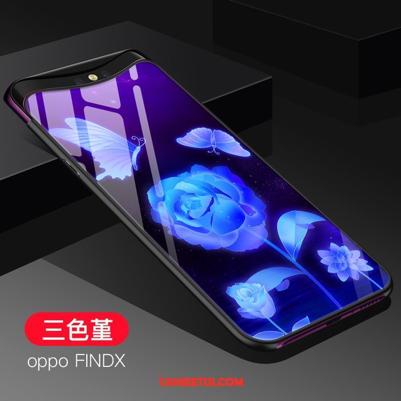 Etui Oppo Find X Niebieski Szkło Ochraniacz, Pokrowce Oppo Find X Osobowość Telefon Komórkowy Tendencja