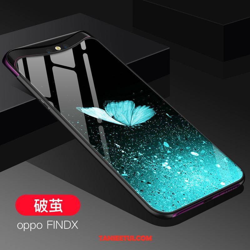 Etui Oppo Find X Niebieski Szkło Ochraniacz, Pokrowce Oppo Find X Osobowość Telefon Komórkowy Tendencja