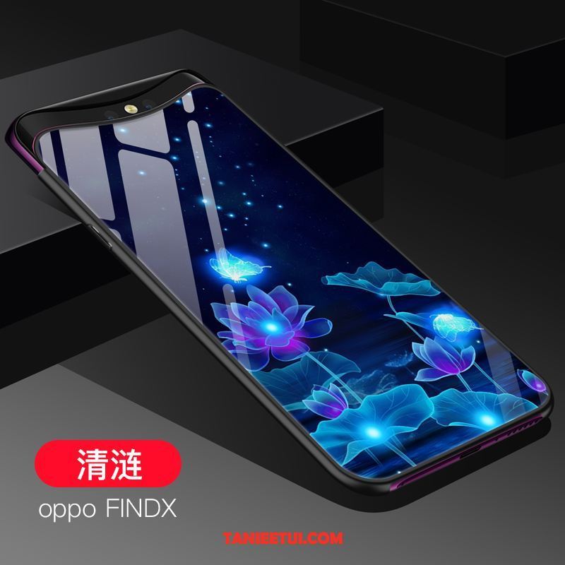 Etui Oppo Find X Niebieski Szkło Ochraniacz, Pokrowce Oppo Find X Osobowość Telefon Komórkowy Tendencja