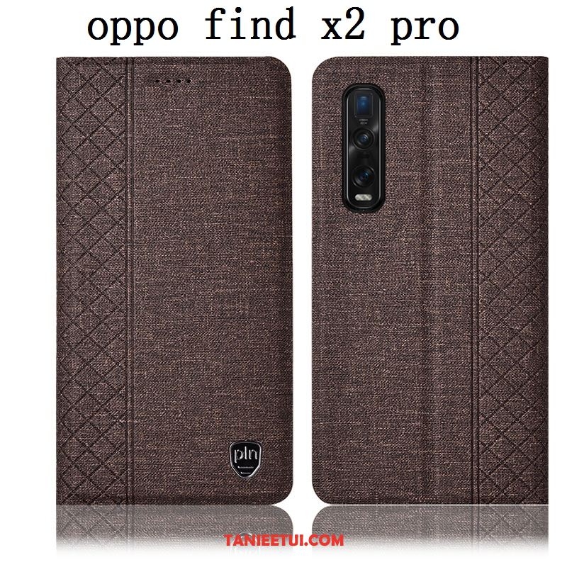 Etui Oppo Find X2 Pro Ochraniacz Skórzany Futerał Niebieski, Pokrowce Oppo Find X2 Pro Bawełna I Len Telefon Komórkowy Anti-fall