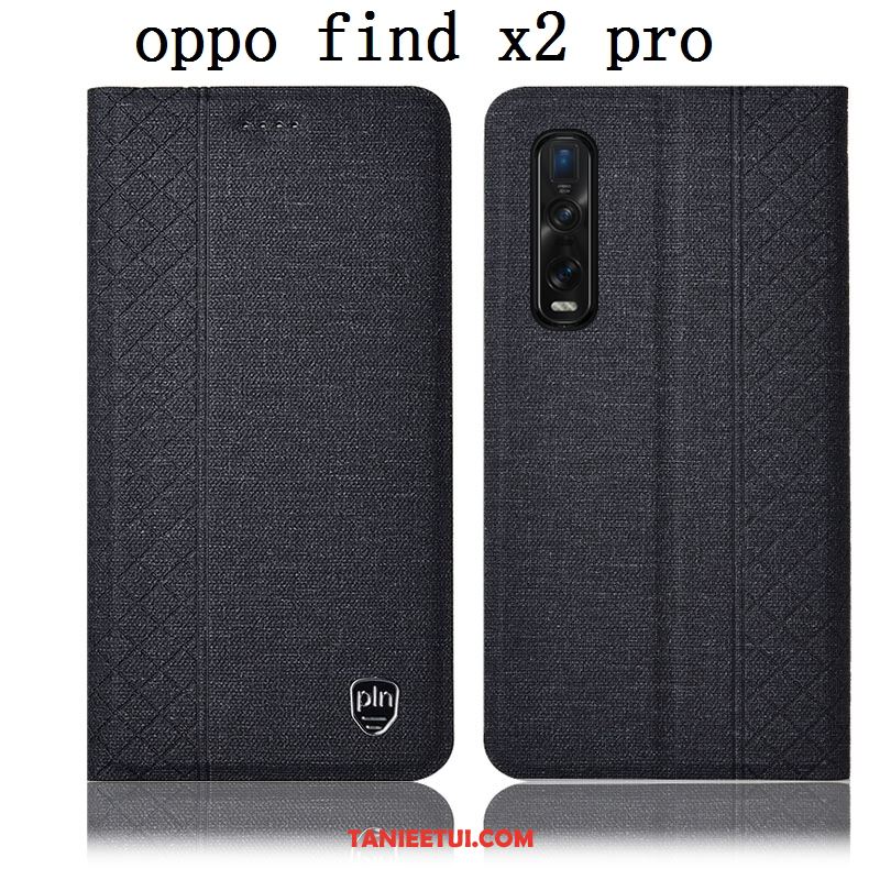 Etui Oppo Find X2 Pro Ochraniacz Skórzany Futerał Niebieski, Pokrowce Oppo Find X2 Pro Bawełna I Len Telefon Komórkowy Anti-fall