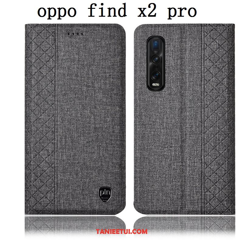 Etui Oppo Find X2 Pro Ochraniacz Skórzany Futerał Niebieski, Pokrowce Oppo Find X2 Pro Bawełna I Len Telefon Komórkowy Anti-fall