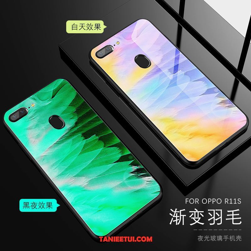 Etui Oppo R11s All Inclusive Silikonowe Kreatywne, Obudowa Oppo R11s Świecące Szkło Czarny