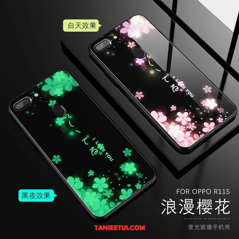 Etui Oppo R11s All Inclusive Silikonowe Kreatywne, Obudowa Oppo R11s Świecące Szkło Czarny