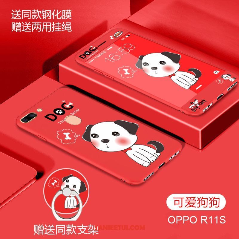 Etui Oppo R11s Kreskówka All Inclusive Miękki, Futerał Oppo R11s Anti-fall Nubuku Czerwony