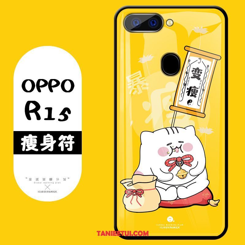 Etui Oppo R15 Kreskówka Ochraniacz All Inclusive, Futerał Oppo R15 Piękny Szkło Żółty