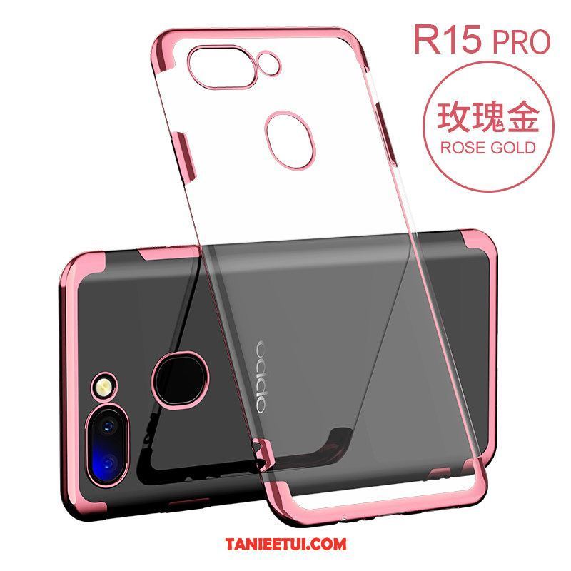 Etui Oppo R15 Pro Złoto Silikonowe All Inclusive, Futerał Oppo R15 Pro Przezroczysty Cienkie Modna Marka