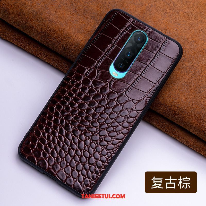 Etui Oppo R17 Pro Modna Marka Telefon Komórkowy Dostosowane, Futerał Oppo R17 Pro Prawdziwa Skóra Anti-fall Czerwony