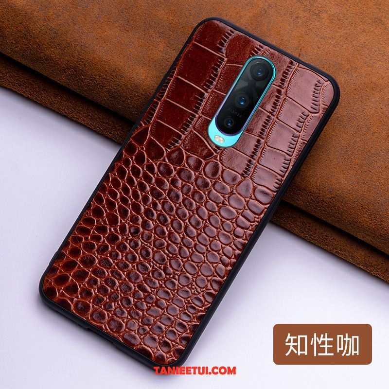 Etui Oppo R17 Pro Modna Marka Telefon Komórkowy Dostosowane, Futerał Oppo R17 Pro Prawdziwa Skóra Anti-fall Czerwony