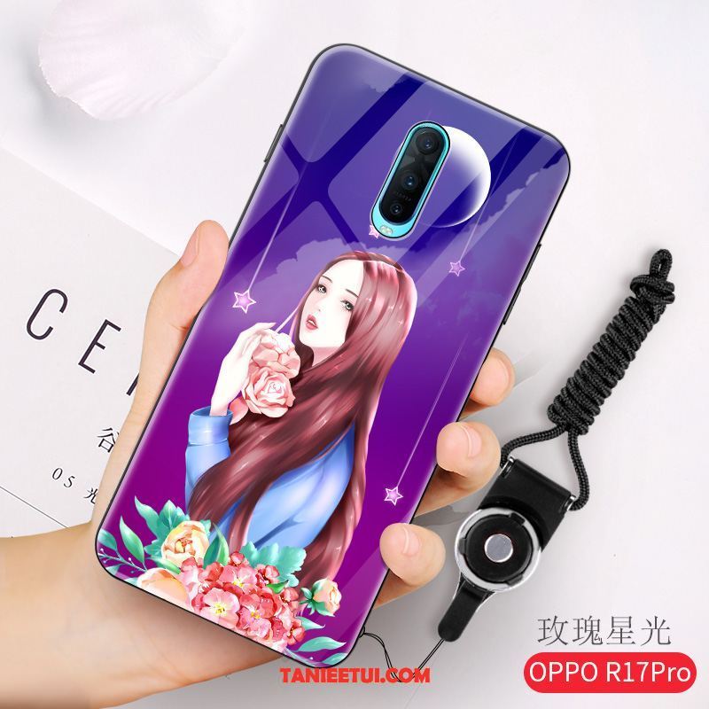 Etui Oppo R17 Pro Nowy Anti-fall Ochraniacz, Pokrowce Oppo R17 Pro Świecące Szkło Czerwony