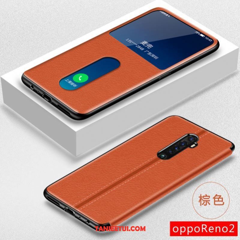 Etui Oppo Reno 2 All Inclusive Czarny Skórzany Futerał, Obudowa Oppo Reno 2 Ochraniacz Telefon Komórkowy