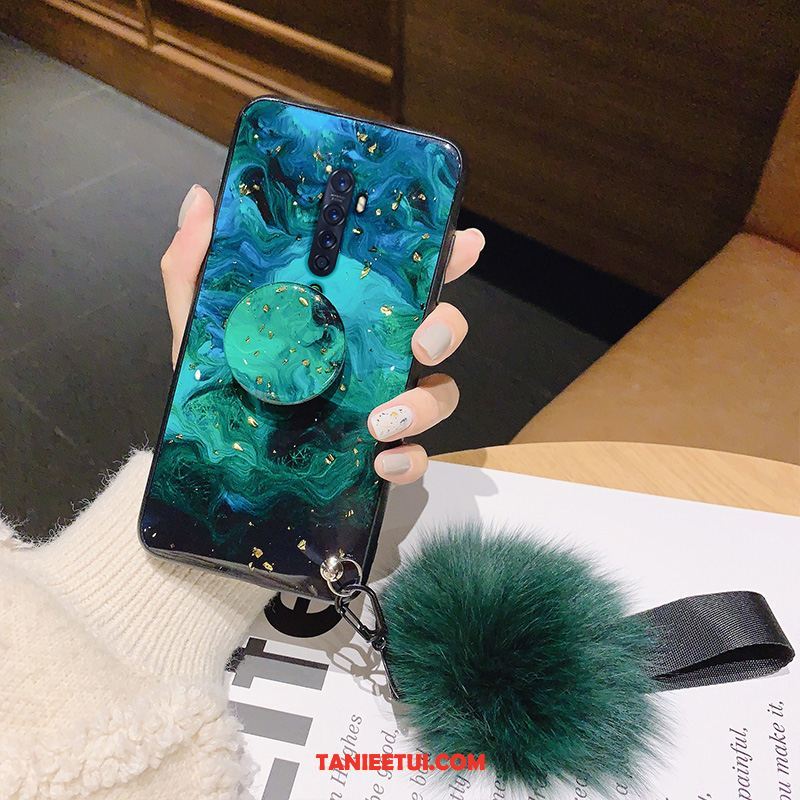 Etui Oppo Reno 2 Modna Marka All Inclusive Zakochani, Futerał Oppo Reno 2 Futrzany Pompon Zielony Miękki