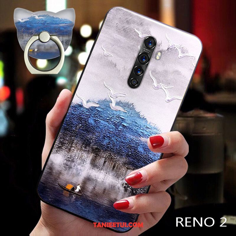 Etui Oppo Reno 2 Nubuku Silikonowe Telefon Komórkowy, Futerał Oppo Reno 2 Anti-fall Kwiat Śliwy Miesiąc