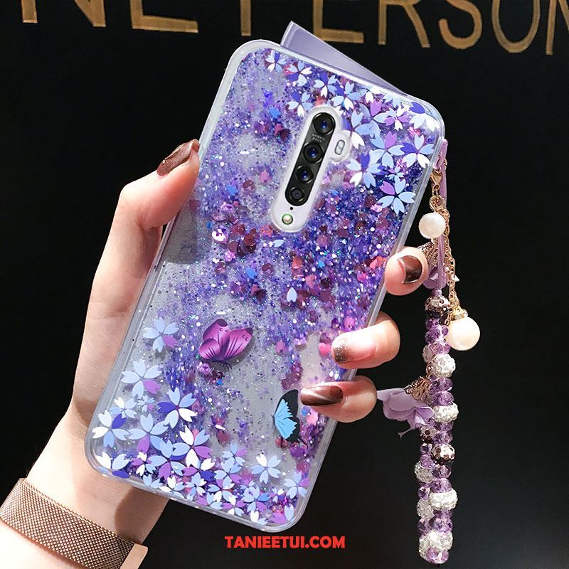 Etui Oppo Reno 2 Quicksand Bransoletki Kwiaty, Pokrowce Oppo Reno 2 Fioletowy Telefon Komórkowy Anti-fall