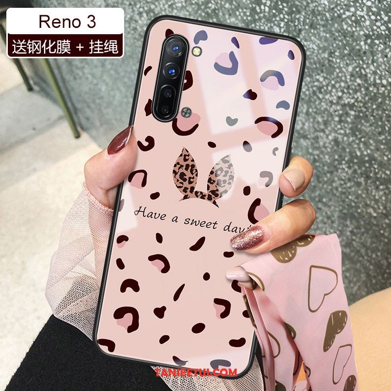 Etui Oppo Reno 3 Nowy Czerwony Netto Tendencja, Pokrowce Oppo Reno 3 Telefon Komórkowy Różowe Anti-fall