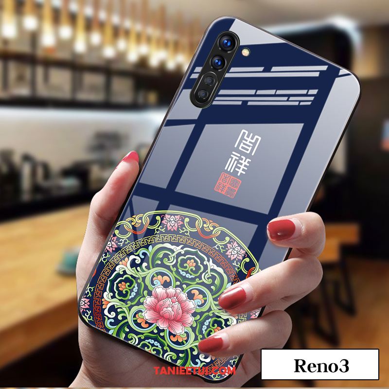 Etui Oppo Reno 3 Nowy Vintage Tendencja, Pokrowce Oppo Reno 3 Telefon Komórkowy Czerwony Szkło