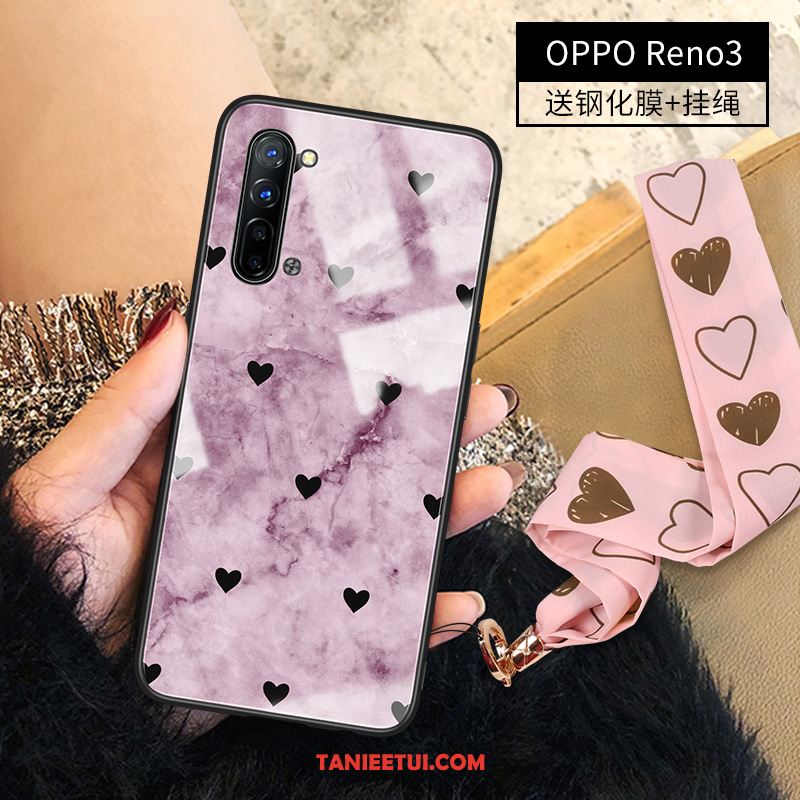 Etui Oppo Reno 3 Różowe Szkło Luksusowy, Pokrowce Oppo Reno 3 Anti-fall All Inclusive Cienkie