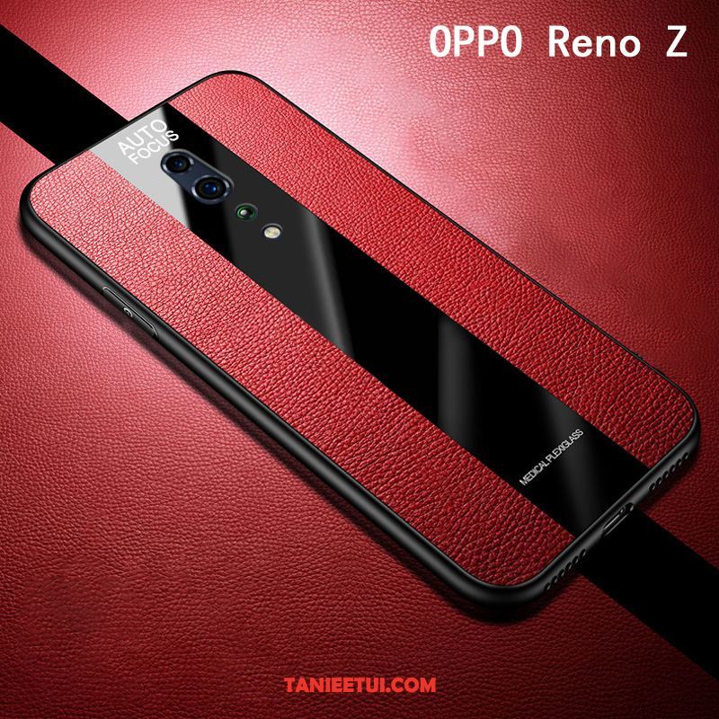 Etui Oppo Reno Z All Inclusive Skórzany Futerał Szkło Hartowane, Pokrowce Oppo Reno Z Filmy Czerwony Netto Anti-fall