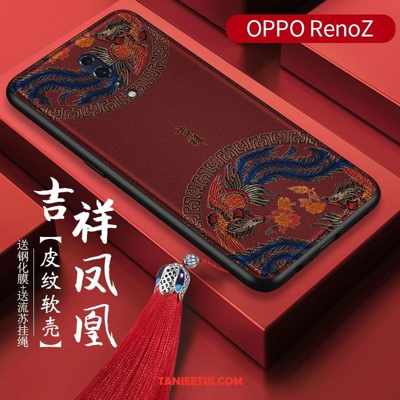 Etui Oppo Reno Z Kwiaty Wzór Z Frędzlami, Futerał Oppo Reno Z Telefon Komórkowy Szkło Hartowane Anti-fall