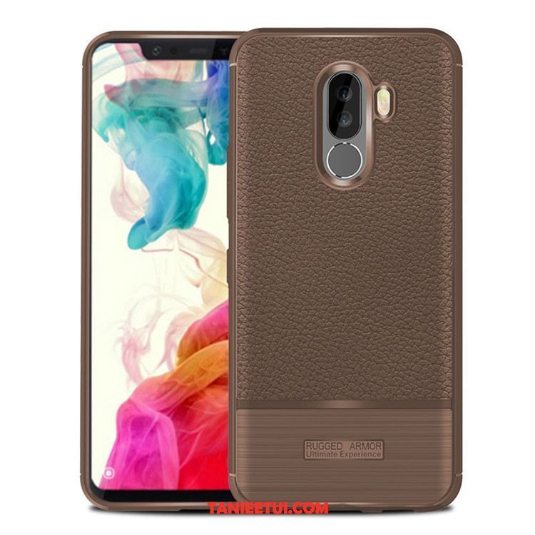 Etui Pocophone F1 Litchi Mały Telefon Komórkowy, Obudowa Pocophone F1 Skóra Czerwony Ochraniacz Beige