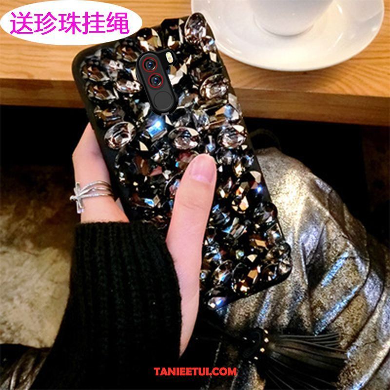 Etui Pocophone F1 Rhinestone Eleganckie Luksusowy, Futerał Pocophone F1 Modna Marka Mały Zielony Beige