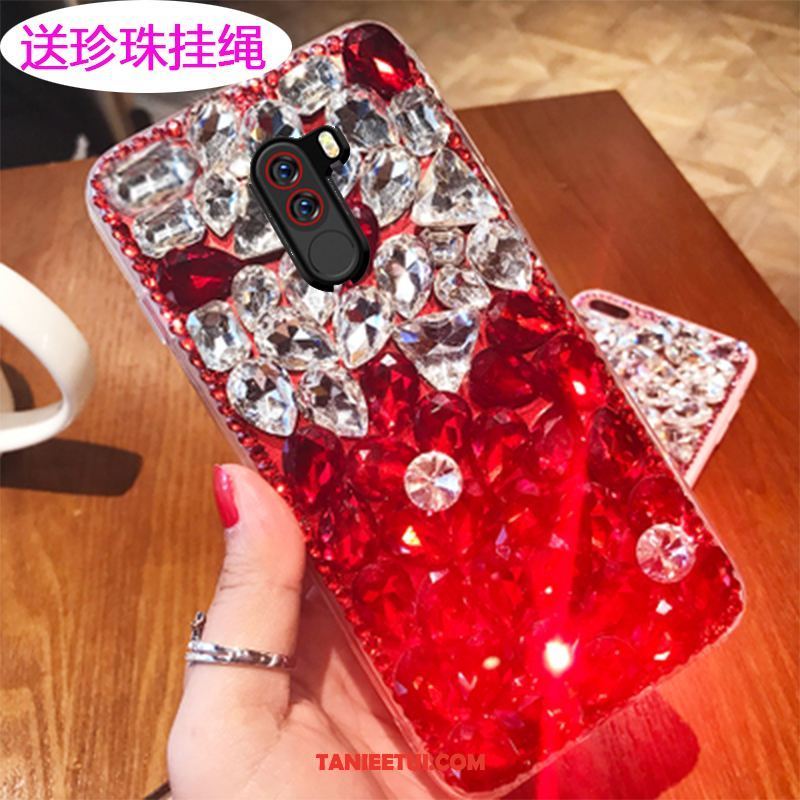 Etui Pocophone F1 Rhinestone Eleganckie Luksusowy, Futerał Pocophone F1 Modna Marka Mały Zielony Beige