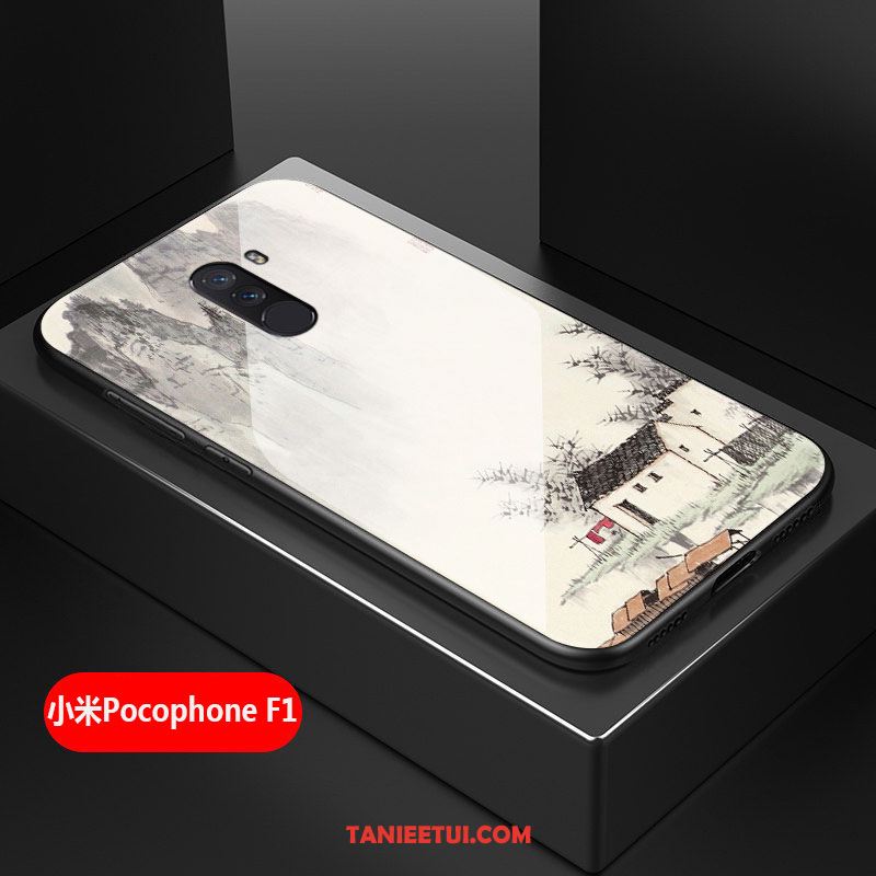 Etui Pocophone F1 Silikonowe Trudno Mały, Futerał Pocophone F1 Ochraniacz Szkło Czerwony Netto Beige