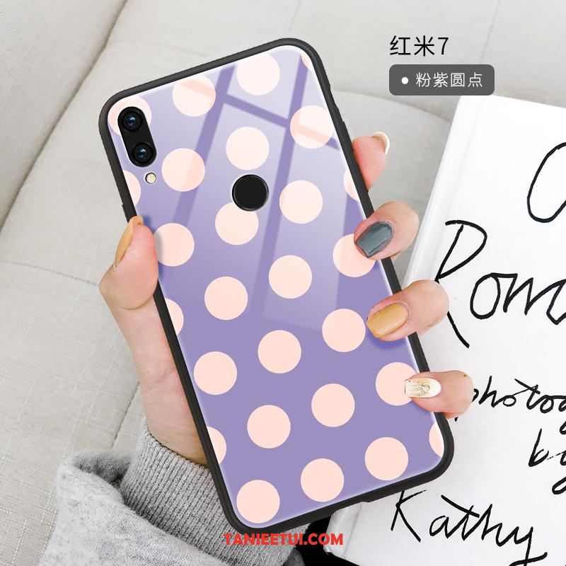 Etui Redmi 7 Czerwony Jasny Wiatr, Futerał Redmi 7 Szkło All Inclusive Kropka Beige