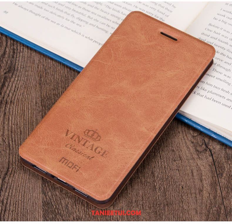 Etui Redmi Note 6 Pro Czerwony Prawdziwa Skóra Klapa, Futerał Redmi Note 6 Pro Anti-fall Skórzany Telefon Komórkowy Beige