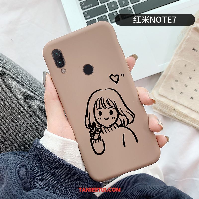 Etui Redmi Note 7 Kreatywne Silikonowe Czerwony, Obudowa Redmi Note 7 Zakochani Ochraniacz Osobowość Beige