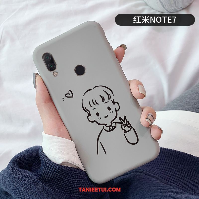 Etui Redmi Note 7 Kreatywne Silikonowe Czerwony, Obudowa Redmi Note 7 Zakochani Ochraniacz Osobowość Beige