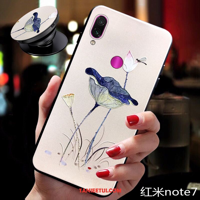 Etui Redmi Note 7 Osobowość Kwiaty Silikonowe, Obudowa Redmi Note 7 Czerwony Mały Nubuku Beige